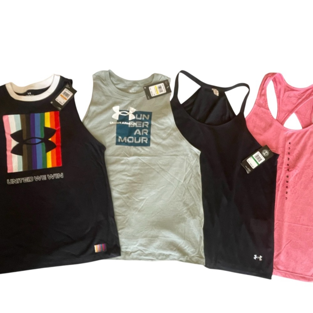Under Armour Black, Gray, and Pink Tank Tops